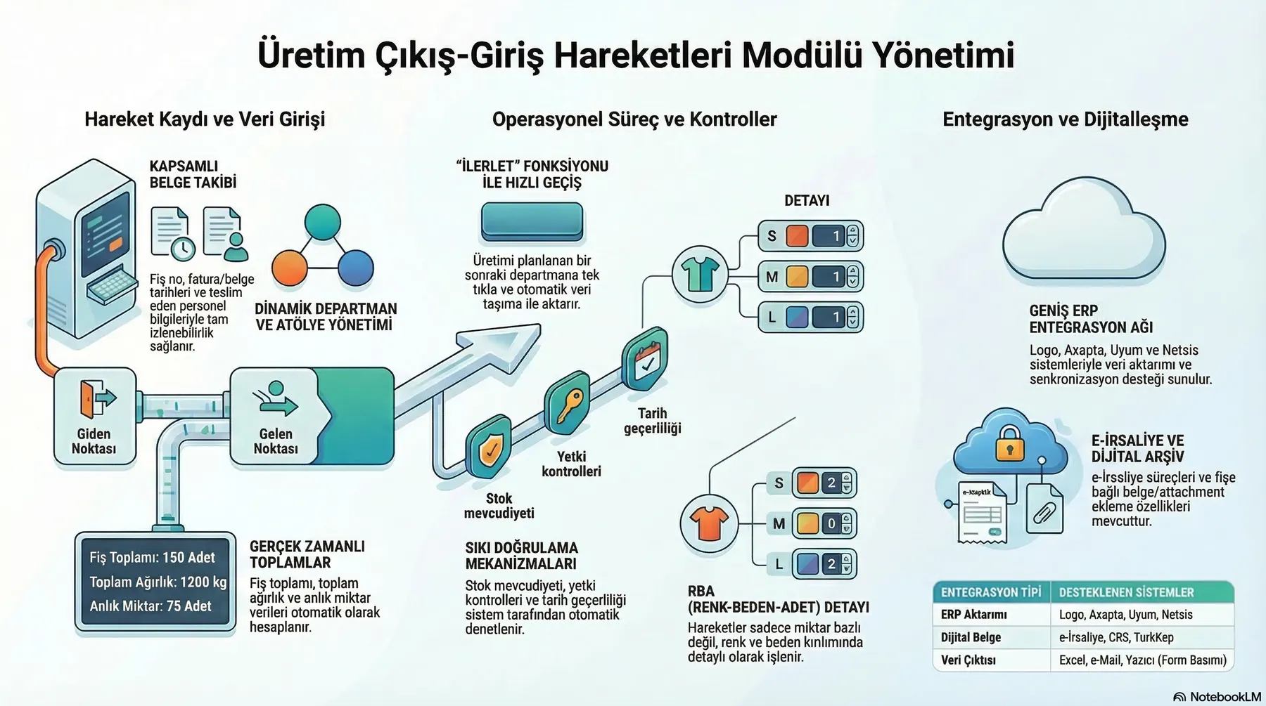 WinTex Üretim Yönetimi İnfografiği